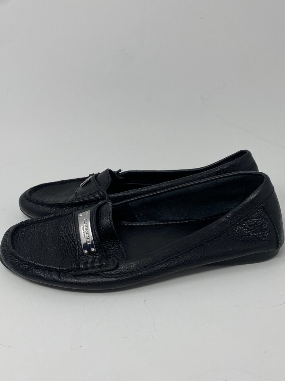 Coach Fredrica Loafers Womens 8.5 B Black Pebbled Leather Driving Flats A5175 - Picture 2 of 11